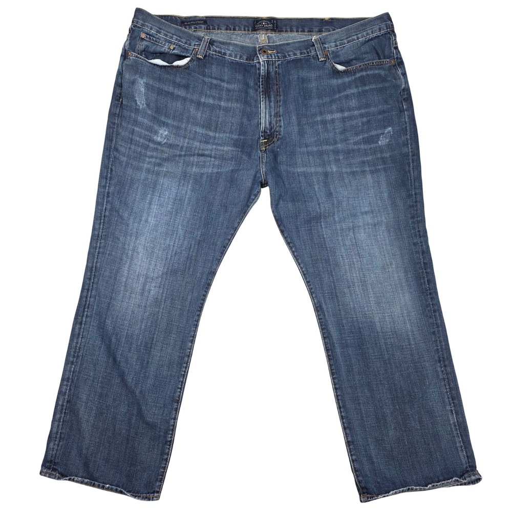 Lucky Brand 181 Relaxed Straight Mens Jeans Blue Wash Size Baggy 50x30 *Measured